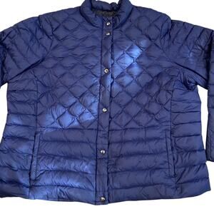 Land's End Beautiful Blue Quilted Puffer Down Jacket Size 1X